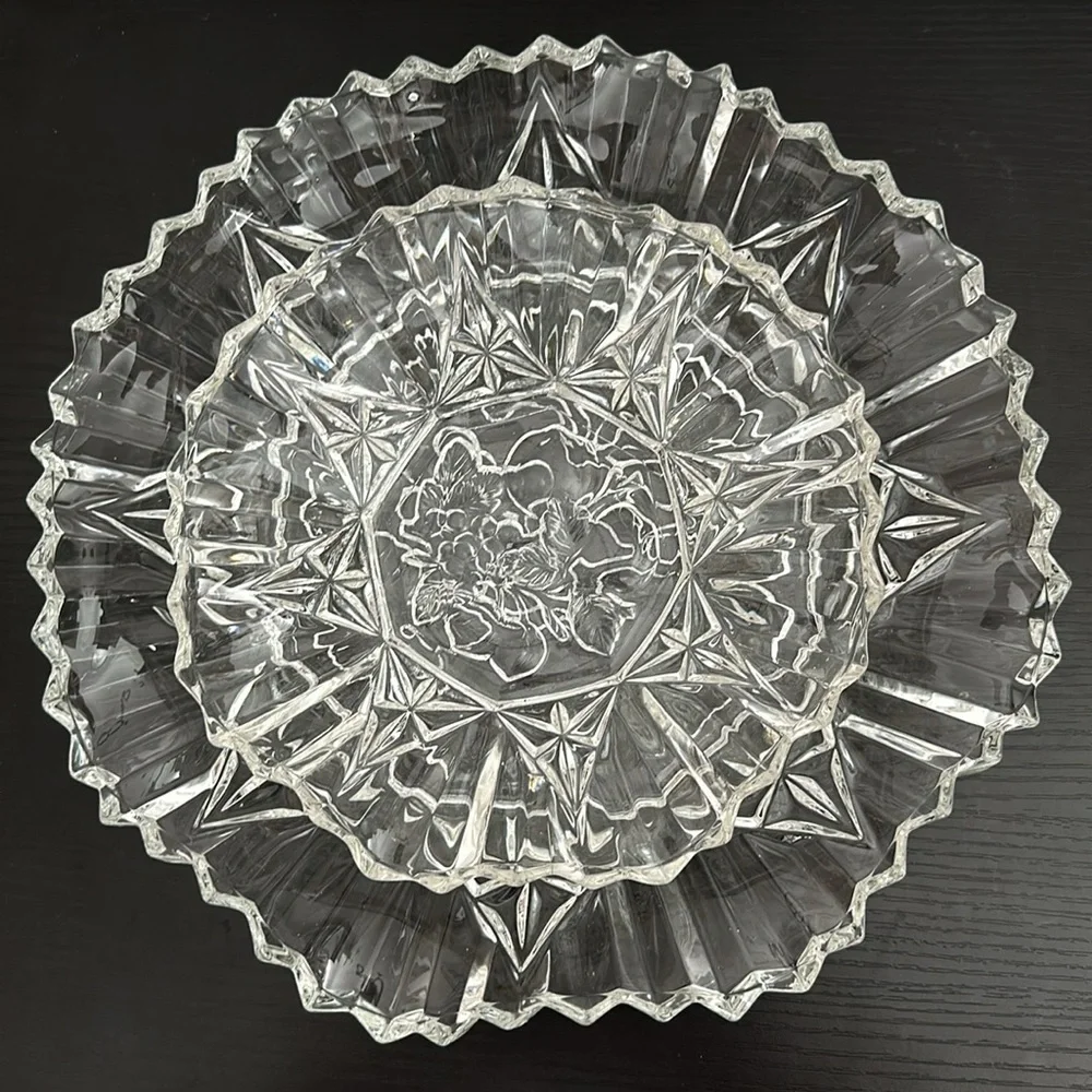 Pioneer Vintage Federal Glass Clear Pressed Glass Bowl Set of 2